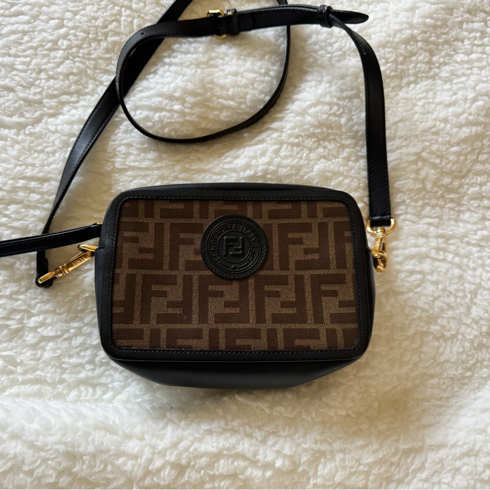 Fendi Glazed Fabric Vitello Century Camera Bag